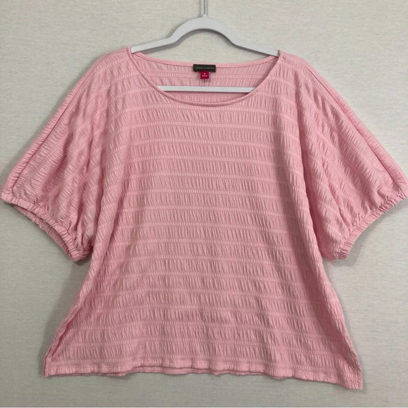 Vince Camuto Pink Barbie Round Neck Soft Stretch Textured Pullover Top XL - Picture 1 of 8
